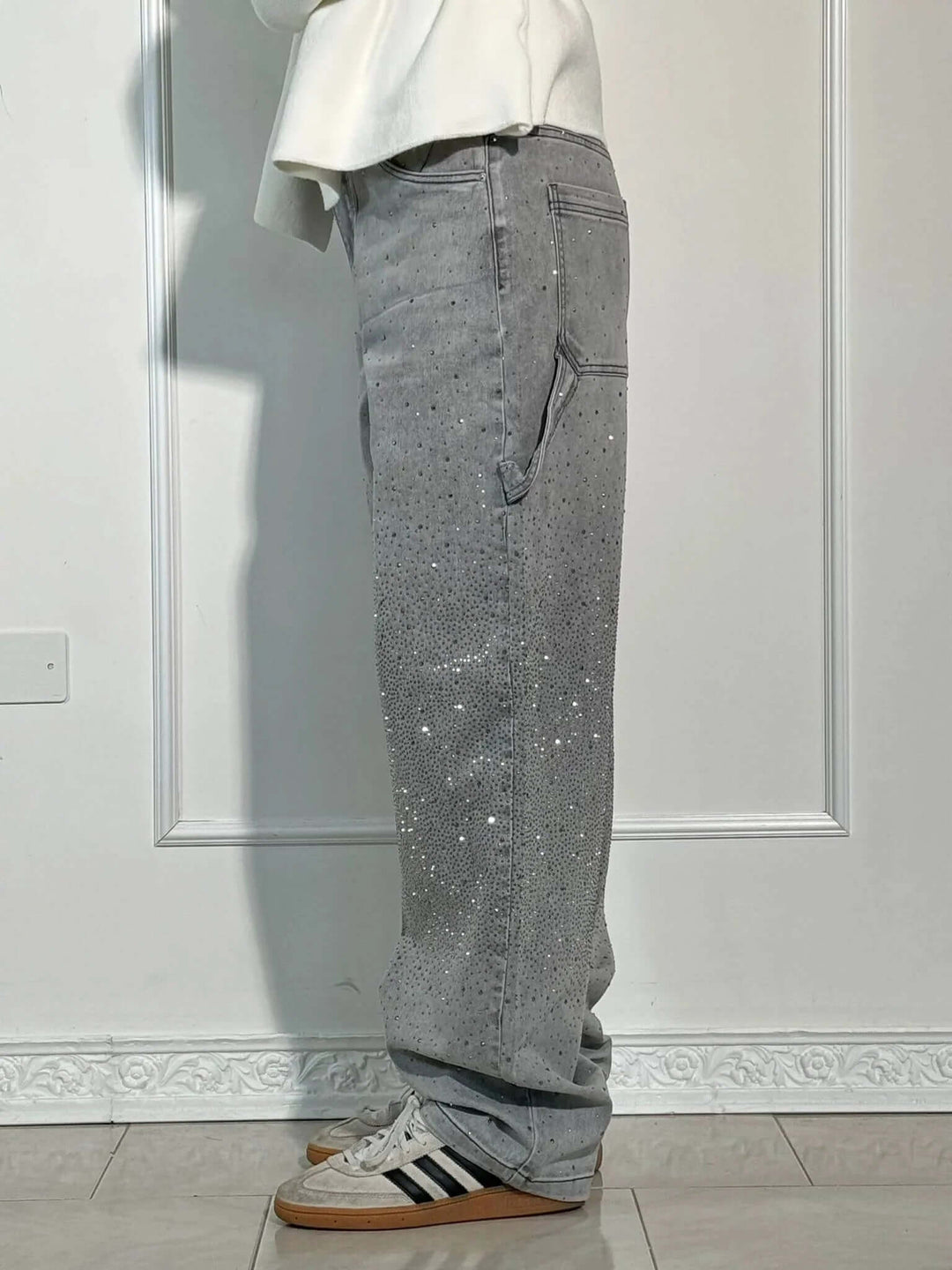 Glänzende Ballon-Jeans für Damen