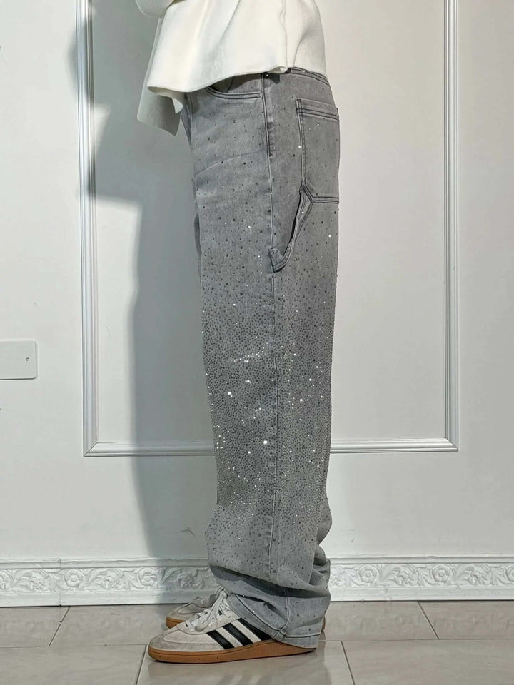 Glänzende Ballon-Jeans für Damen