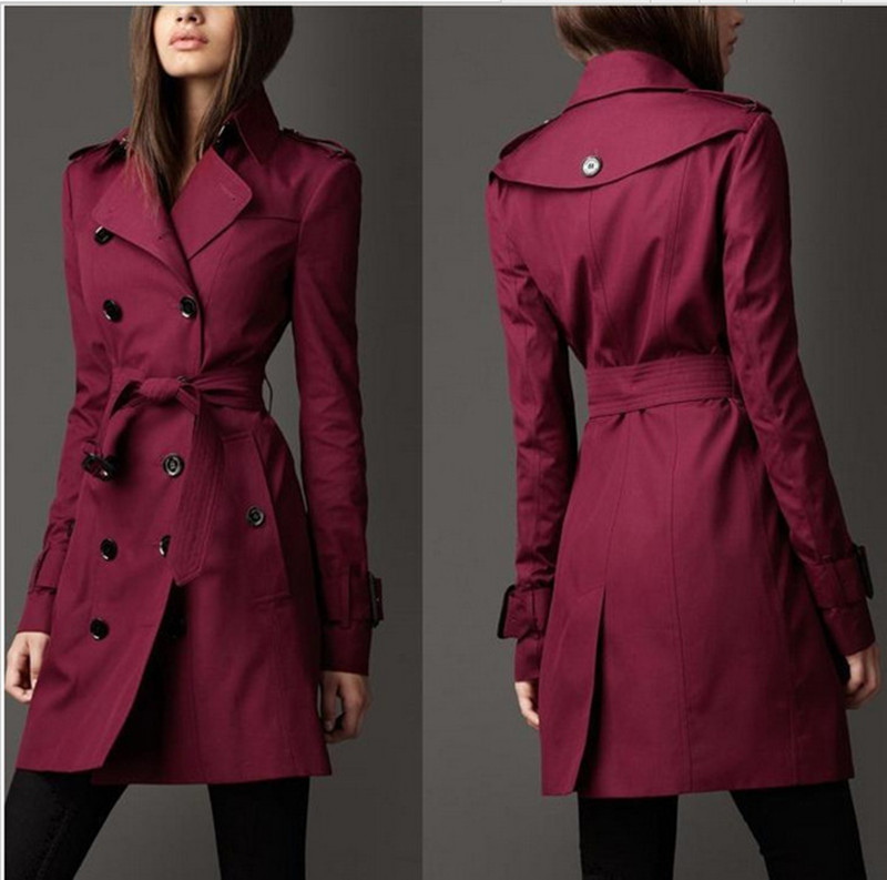 Damen Schlanker Trenchcoat mit Doppelknopfverschluss