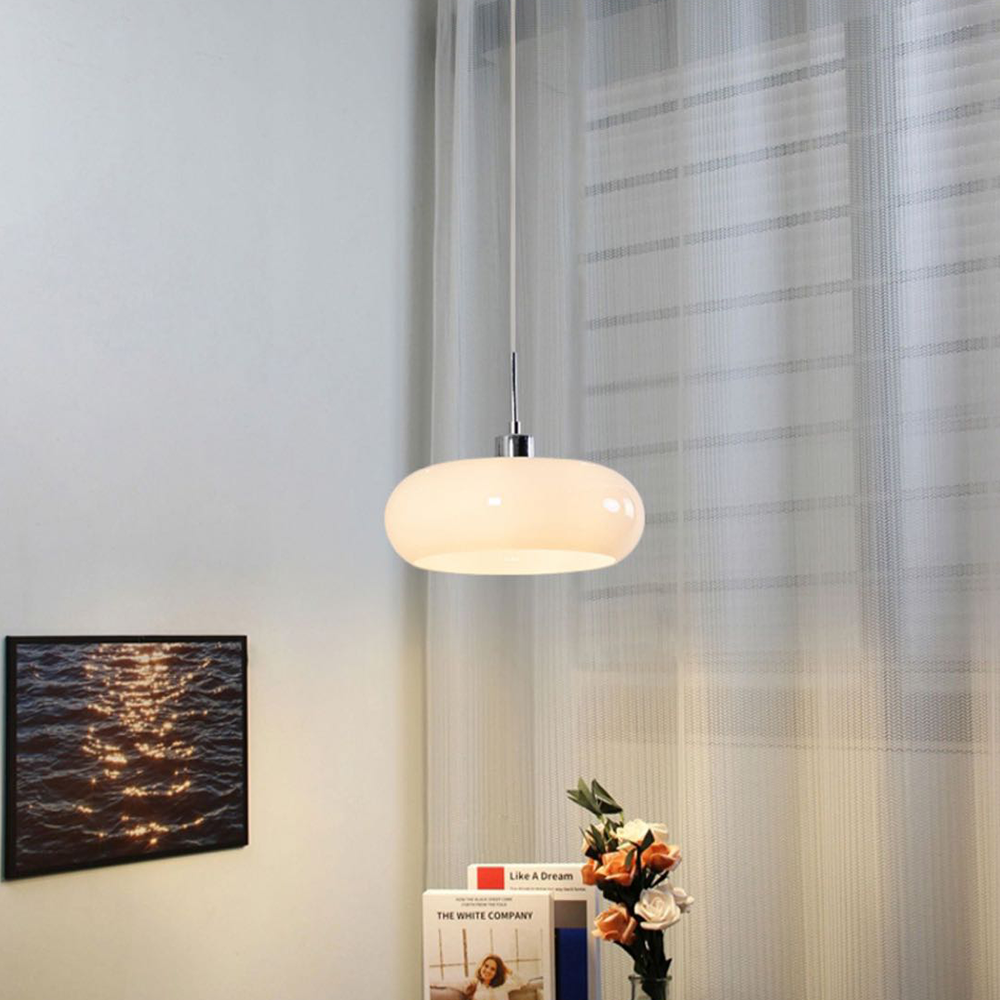 Hailie Brot Form Glas Pendelleuchte in Orange und Weiß