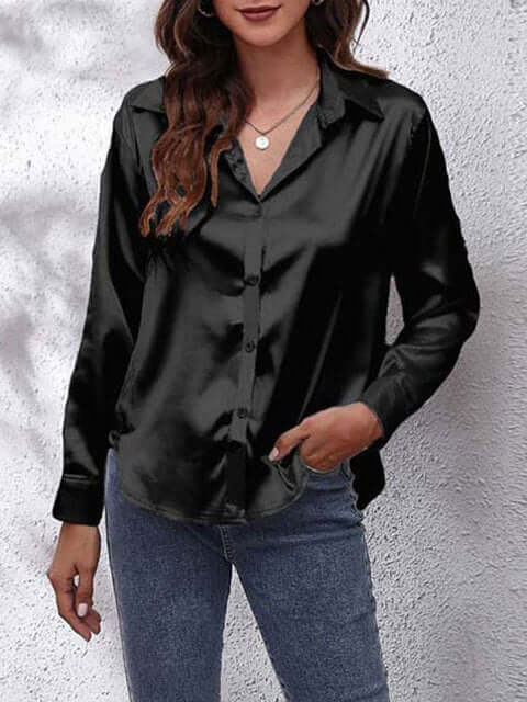 Damen Seidenhemd Langarm Elegant
