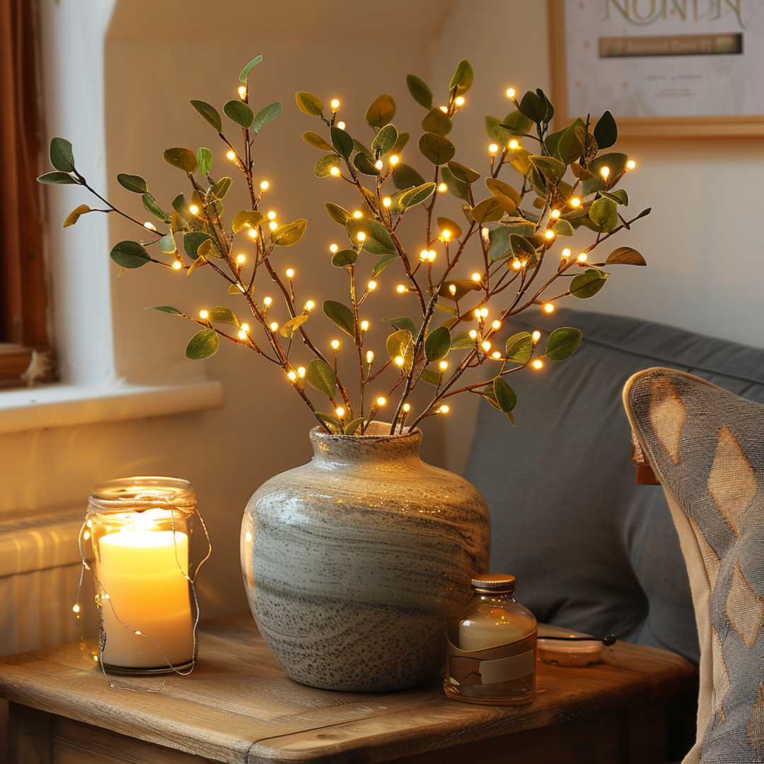 Feenlicht Olivenzweig Tischlampe mit 120 LEDs, warmweiß