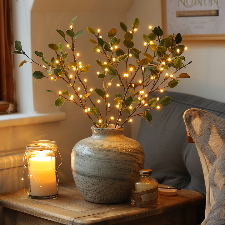 Feenlicht Olivenzweig Tischlampe mit 120 LEDs, warmweiß