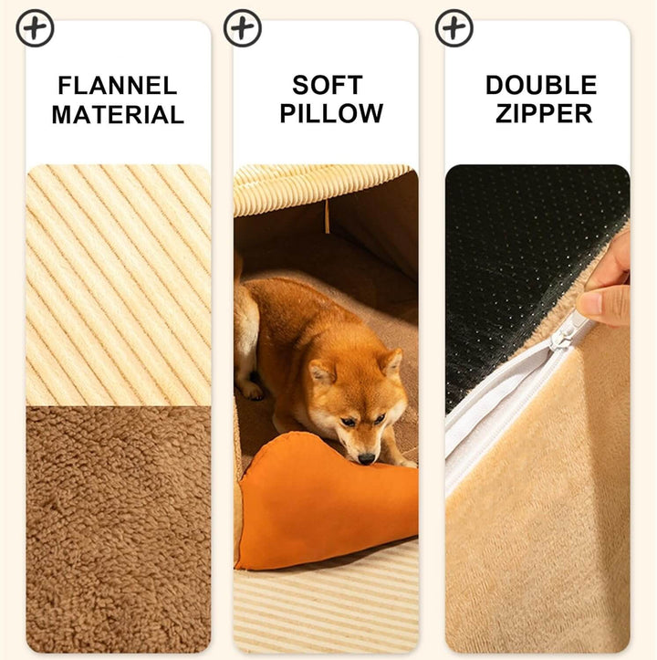 Abnehmbares Hundezeltbett aus Flanell - Warm & Stabil