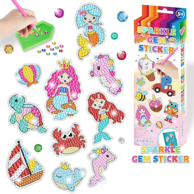 Diamant-Sticker Set für Kinder: Glitzernde Bastel-Steine