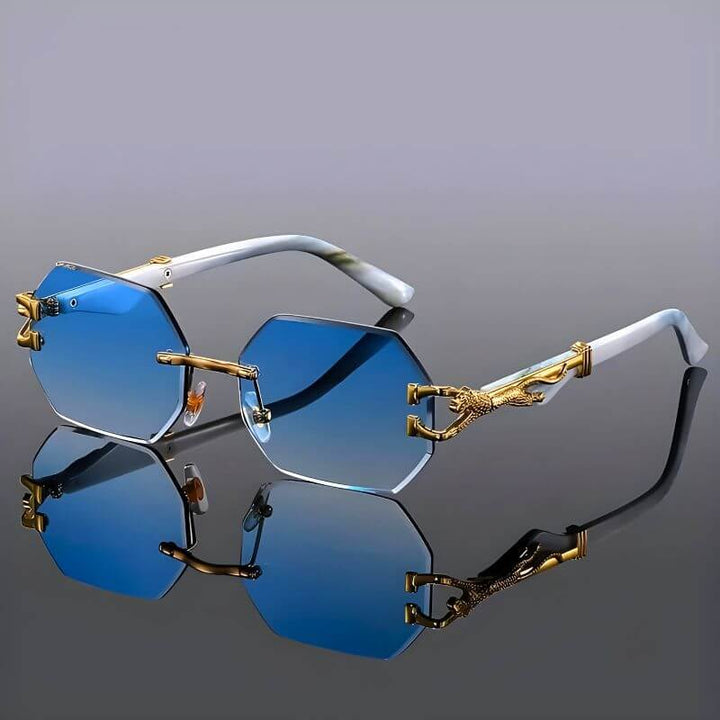 Hexagon Sonnenbrille mit Goldakzenten - UV-Schutz