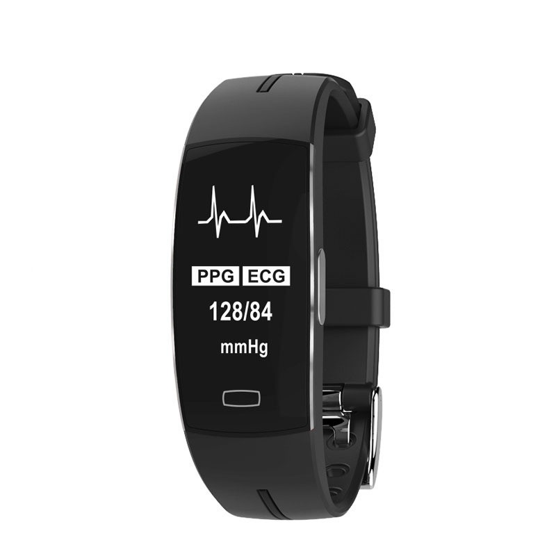 Schwarze Smartwatch mit PPG- und EKG-Funktion, Herzfrequenzanzeige, Fitness-Tracker.