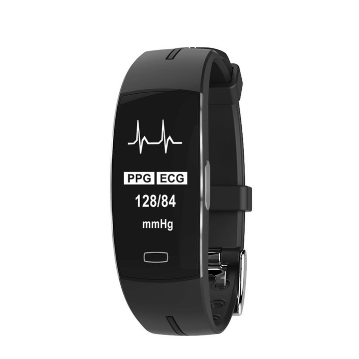 Schwarze Smartwatch mit PPG- und EKG-Funktion, Herzfrequenzanzeige, Fitness-Tracker.