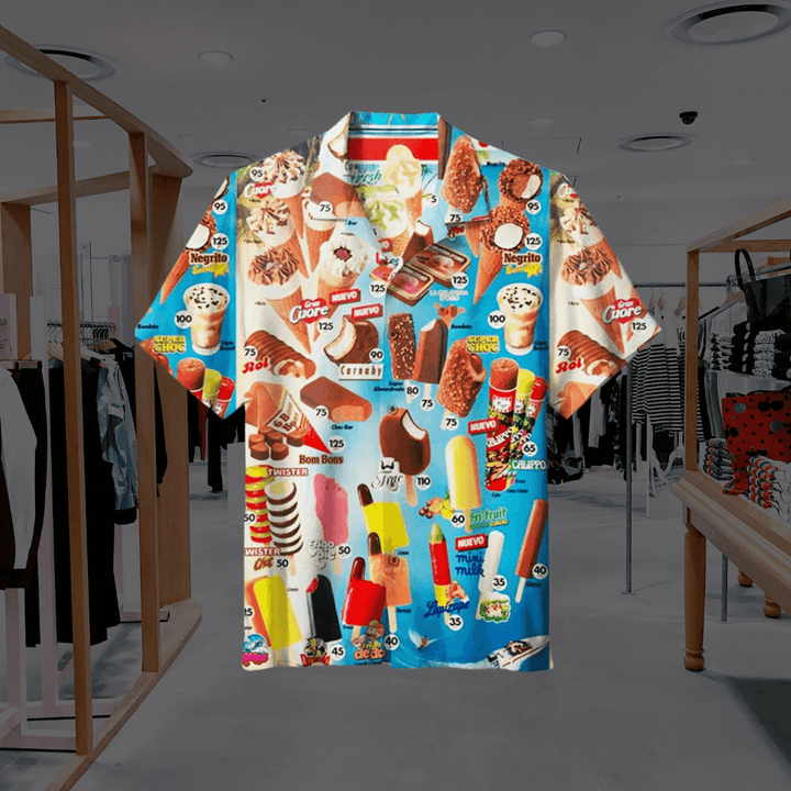 Sommerhemd Herren - Eiscreme-Print