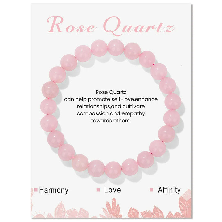 Rosenquarz Armband, rosa, Perlen, Selbstliebe, Beziehungen, Empathie, Geschenk, Schmuck.