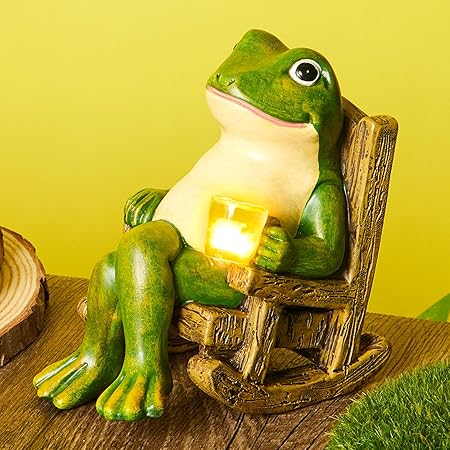 Leuchtender Gartenfrosch für Außendekoration