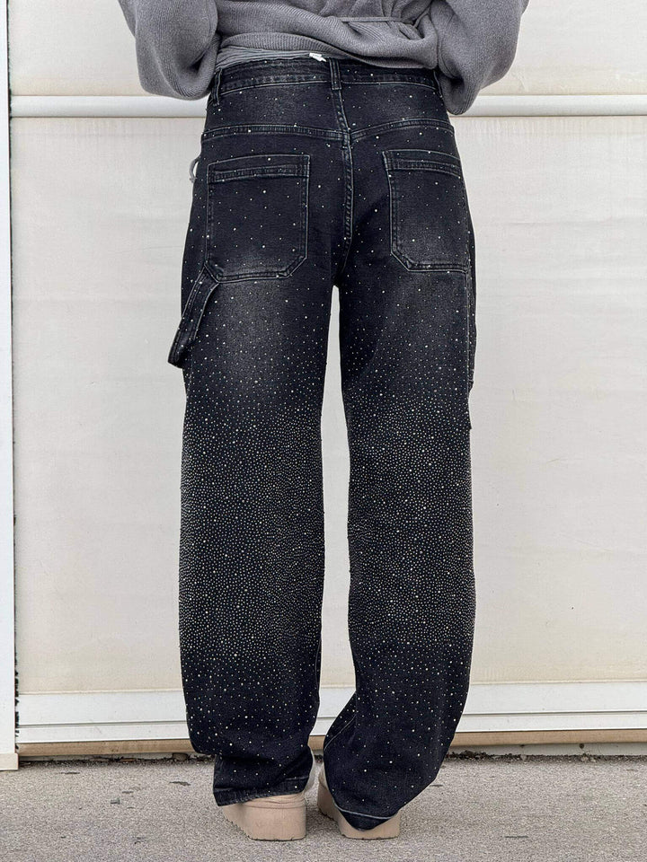 Glänzende Ballon-Jeans für Damen
