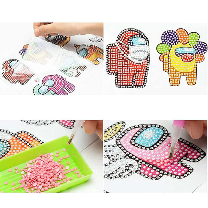 Diamant-Sticker Set für Kinder: Glitzernde Bastel-Steine