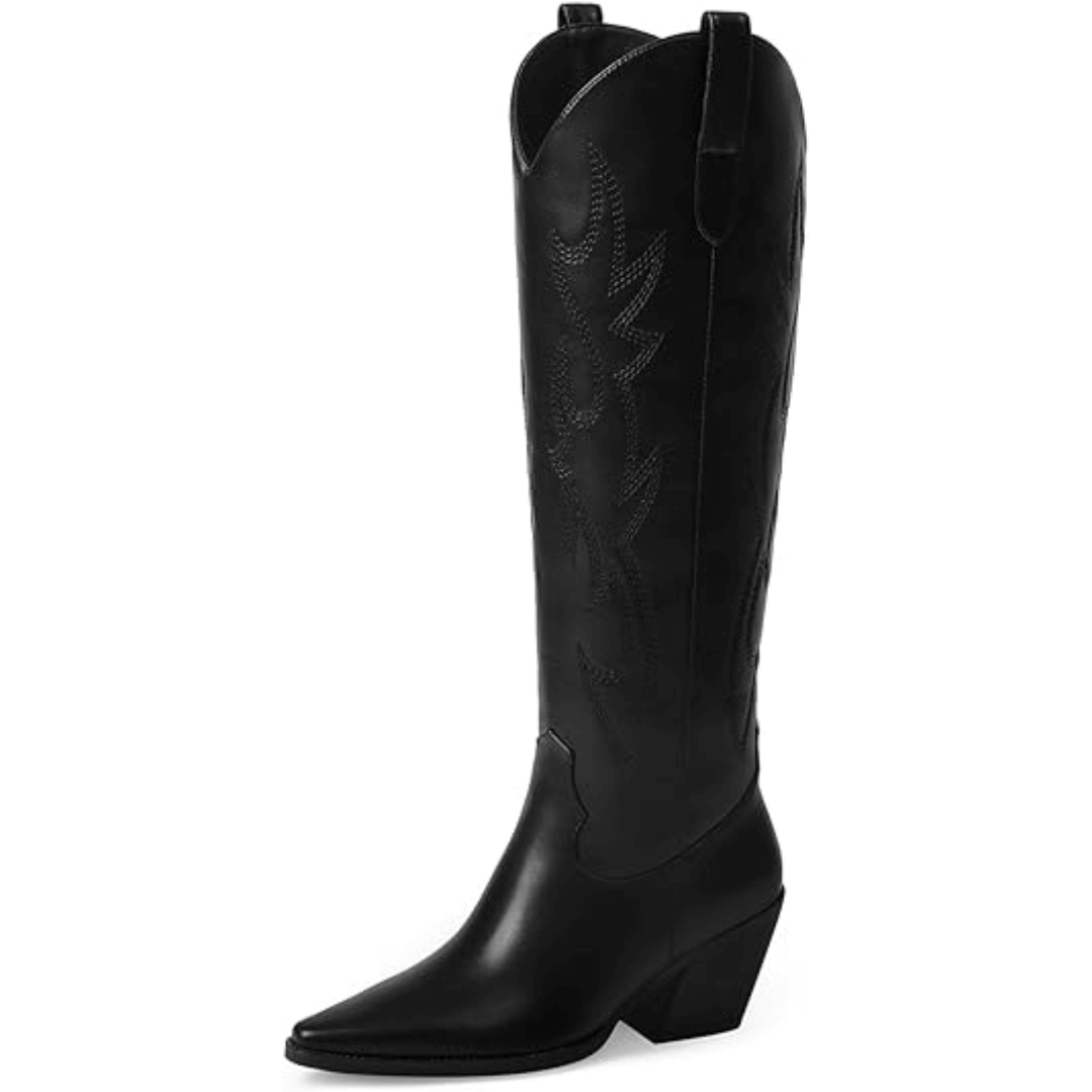 Knielange bestickte Wildleder-Stiefel