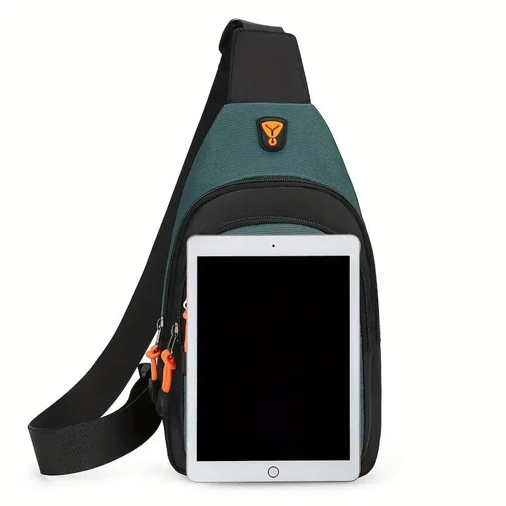 Umhängetasche Herren, grün-schwarz, mit Tablet-Fach, wasserabweisend, für Reisen und Alltag