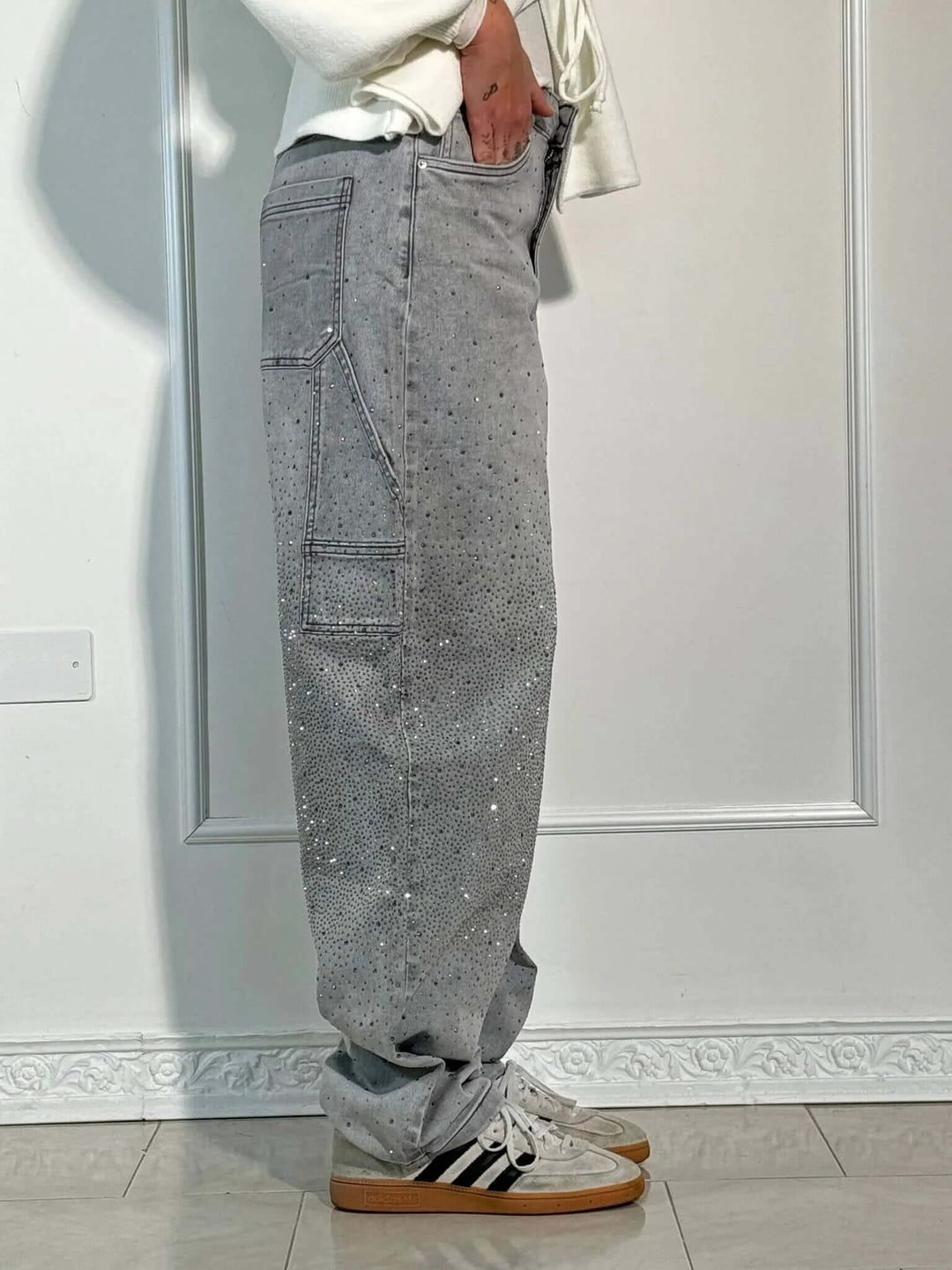 Glänzende Ballon-Jeans für Damen