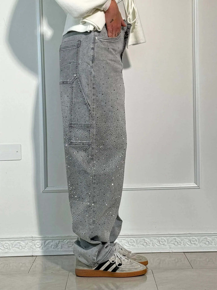Glänzende Ballon-Jeans für Damen