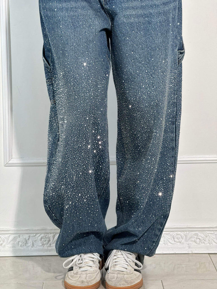 Glänzende Ballon-Jeans für Damen