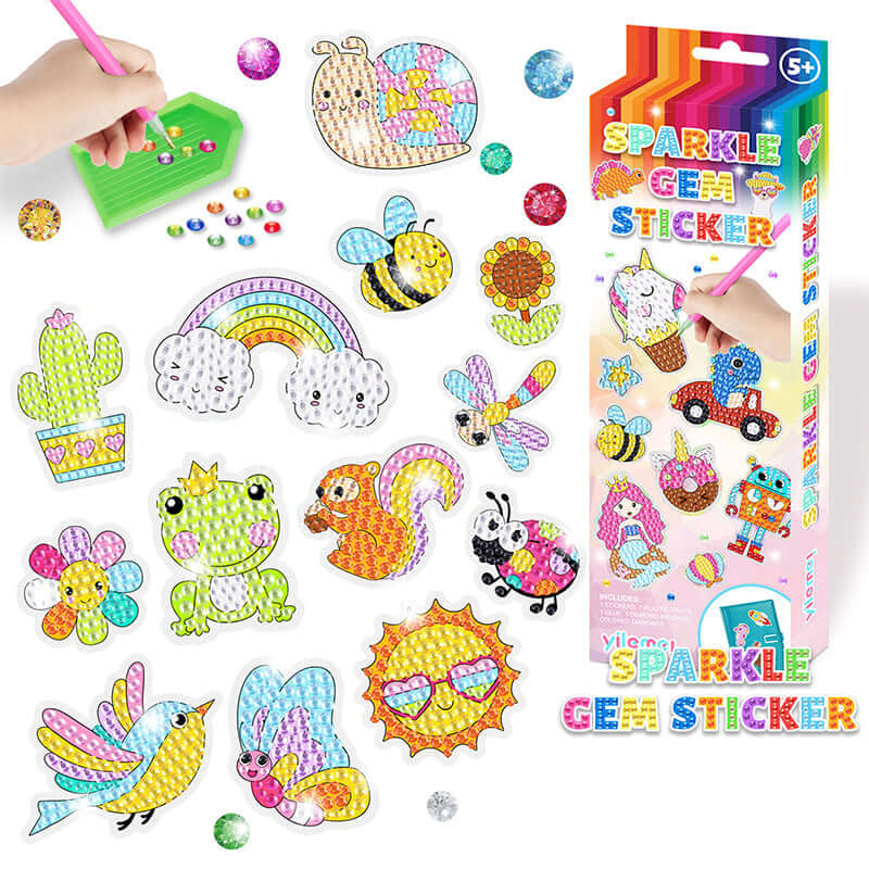 Diamant-Sticker Set für Kinder: Glitzernde Bastel-Steine