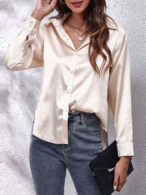 Damen Seidenhemd Langarm Elegant