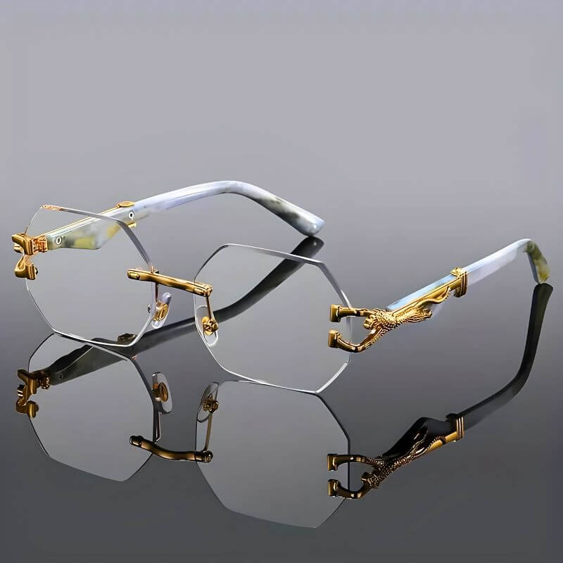 Hexagon Sonnenbrille mit Goldakzenten - UV-Schutz