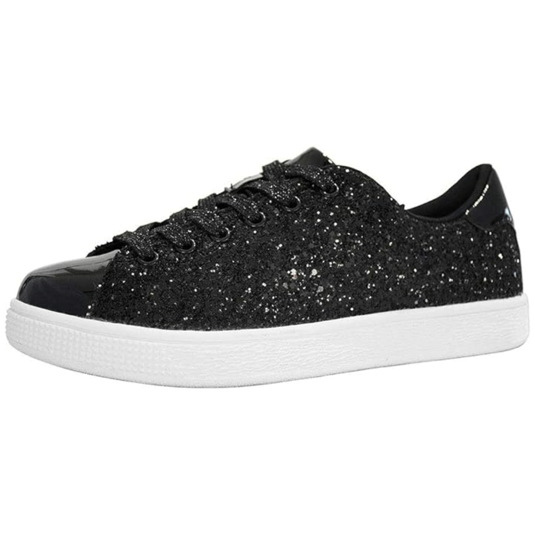 Damen Glitzer Sneaker mit Schnürung