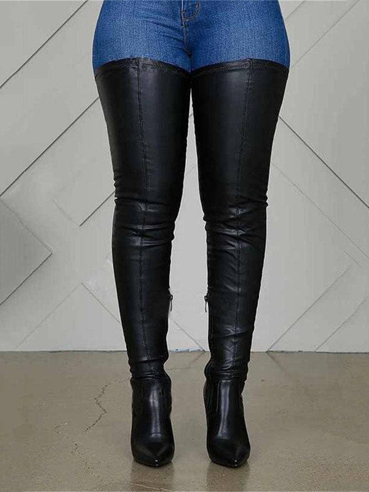 Damen Leder Overknee-Stiefel für den Winter