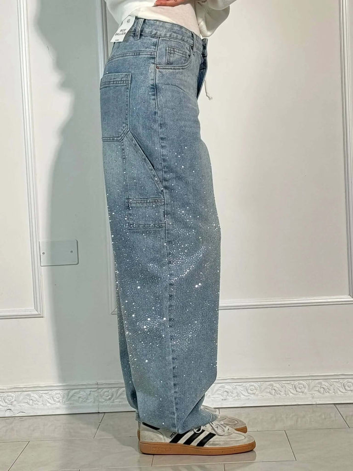 Glänzende Ballon-Jeans für Damen