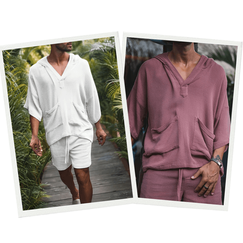 Herren Boho Zweiteiler: Hemd & Shorts Set