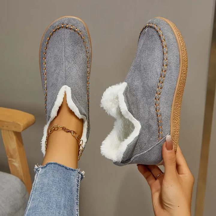 Damen Knöchelstiefel mit Fleece-Futter und Rundzehen