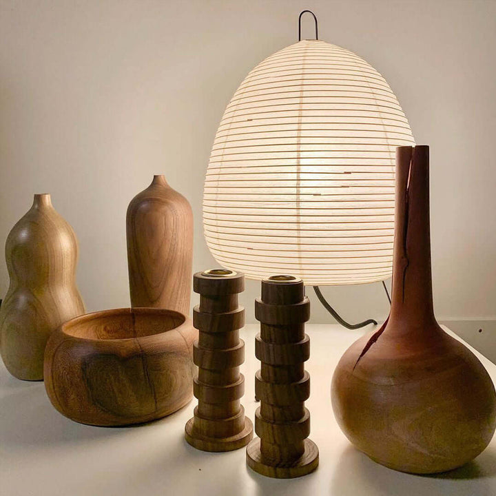 Japanische Tischlampe aus Washi-Papier