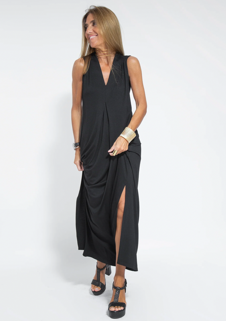 Damen Set: Elegantes Schwarzes Kleid und Weiße Weste