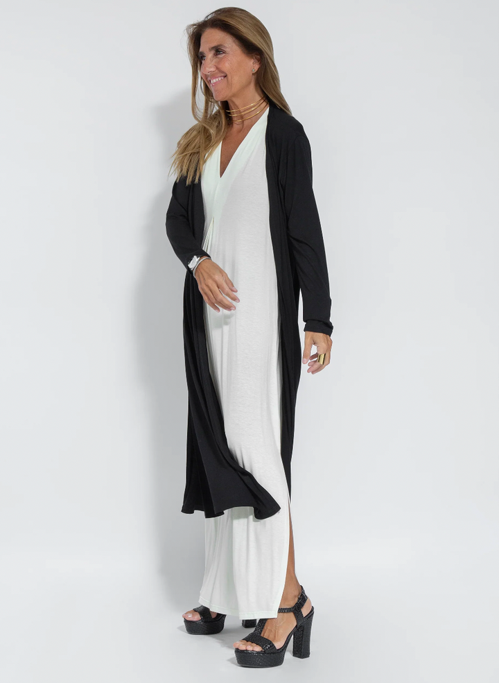Damen Set: Elegantes Schwarzes Kleid und Weiße Weste