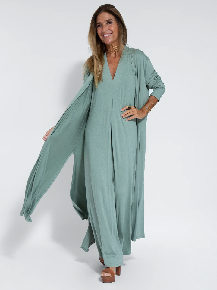 Damen Set: Elegantes Schwarzes Kleid und Weiße Weste