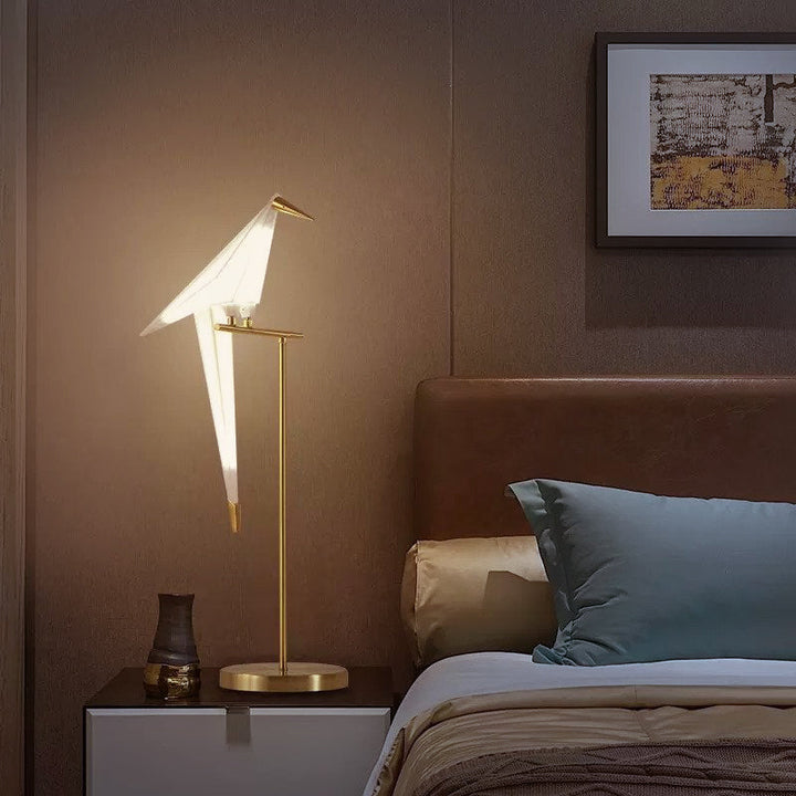 Moderne Origami Stehlampe mit Magnet-Vogeldesign