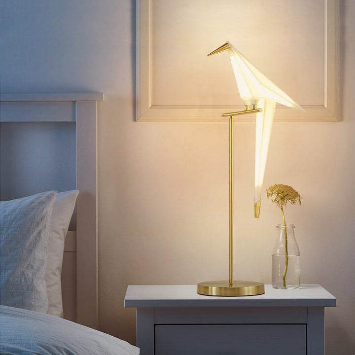 Moderne Origami Stehlampe mit Magnet-Vogeldesign