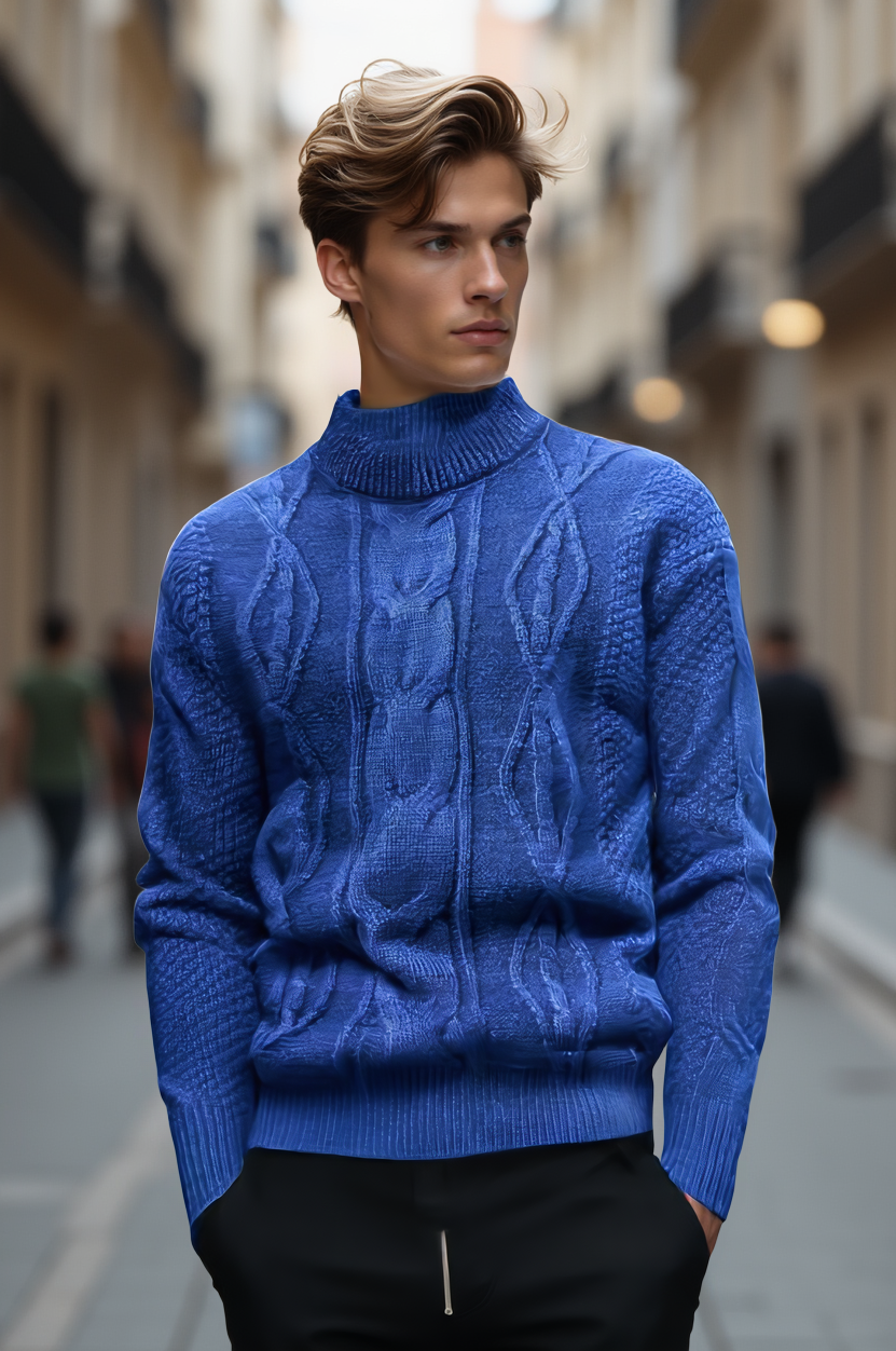 Herrenpullover: Bequemer Strickpullover mit Rundhalsausschnitt