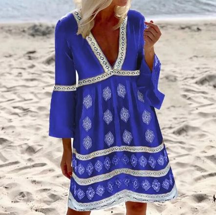 Damen-Sommerkleid mit Fledermausärmeln und Leichtem Schnitt