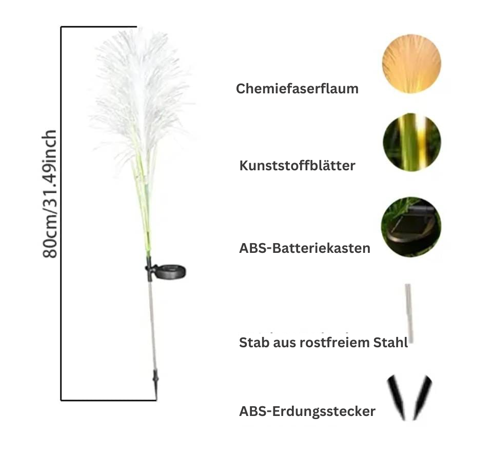 Solarbetriebene Außenleuchte aus Faserrohr, 4er Set