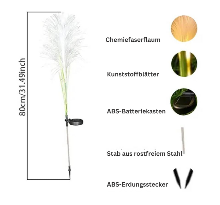 Solarbetriebene Außenleuchte aus Faserrohr, 4er Set