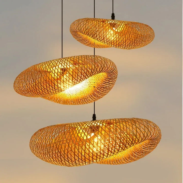 Bambus Hängelampe für Innenräume mit LED-Licht