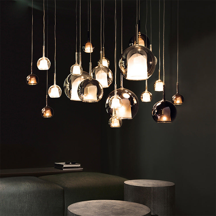 Minimalistische skandinavische Hängelampen aus Aluminium und Glas