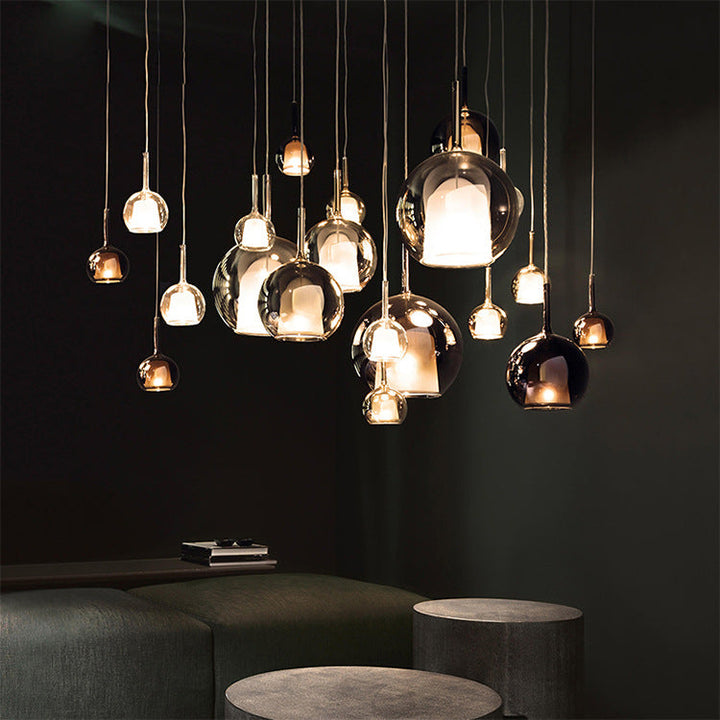 Minimalistische skandinavische Hängelampen aus Aluminium und Glas