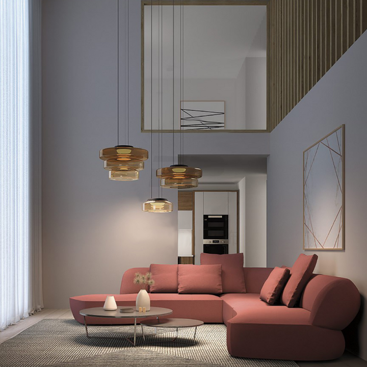Moderne Glas-Hängeleuchte im Bauhaus-Stil für Wohnzimmer