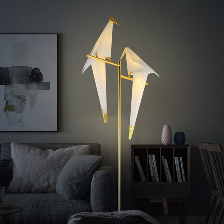 Moderne Origami Stehlampe mit Magnet-Vogeldesign