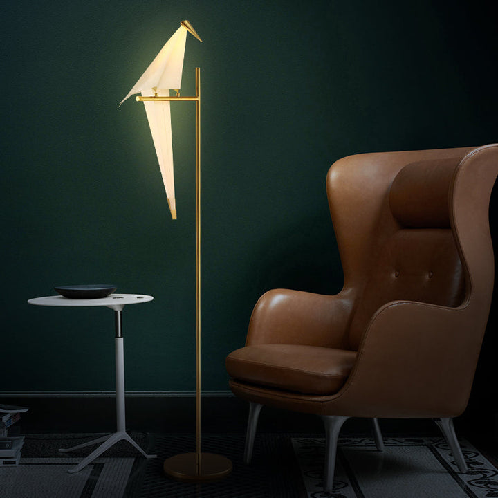 Moderne Origami Stehlampe mit Magnet-Vogeldesign