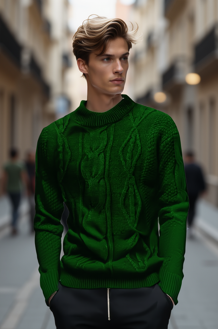 Herrenpullover: Bequemer Strickpullover mit Rundhalsausschnitt