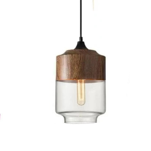 Luxuriöse Glas- und Holz-Pendelleuchte für stilvolles Ambiente