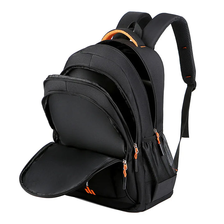 Schwarzer wasserdichter Oxford-Rucksack, Business- und Schultasche, Laptopfach, Herren.