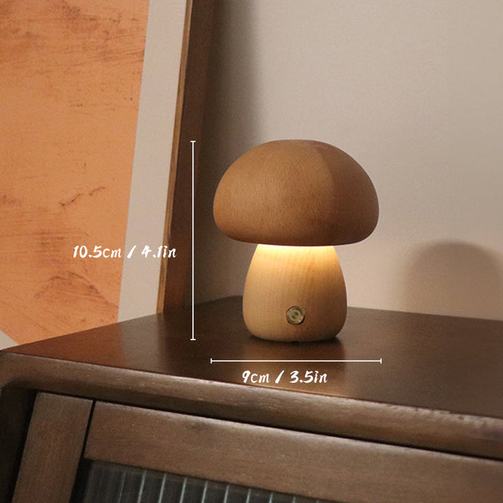Wiederaufladbare Tischlampe aus Holz mit LED-Licht